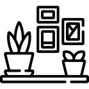 Icône de décoration intérieure avec plantes et cadres, pour la catégorie Déco maison